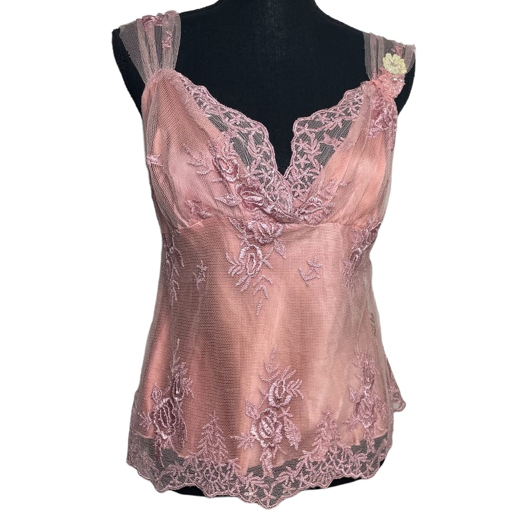 Vintage Max Nugus Haute Couture Pink Lace Top